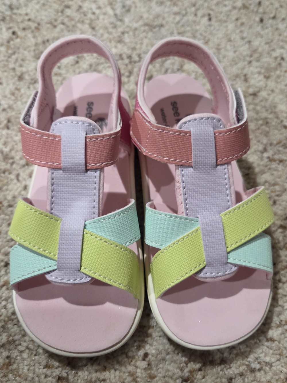 See Kai Run Pink Pastel Multi-Color Strappy Sandals
